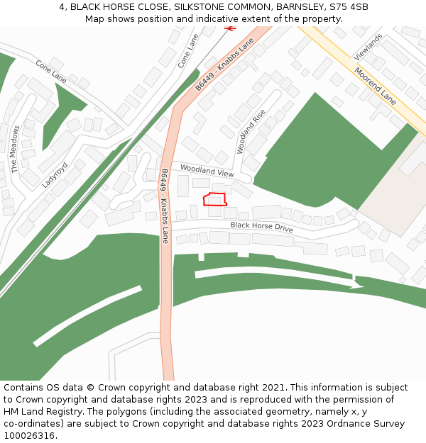 4, BLACK HORSE CLOSE, SILKSTONE COMMON, BARNSLEY, S75 4SB: Location map and indicative extent of plot