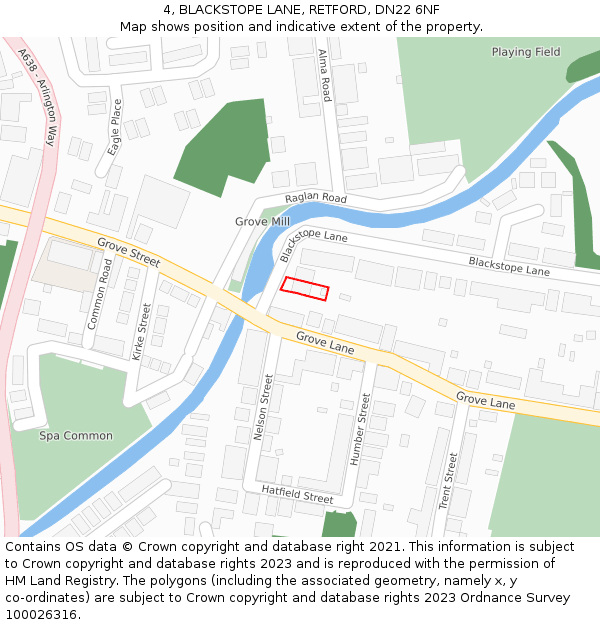 4, BLACKSTOPE LANE, RETFORD, DN22 6NF: Location map and indicative extent of plot
