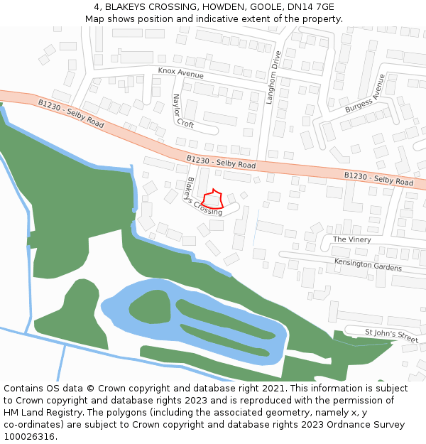 4, BLAKEYS CROSSING, HOWDEN, GOOLE, DN14 7GE: Location map and indicative extent of plot