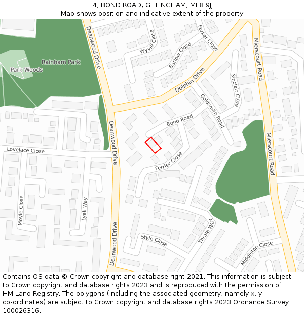 4, BOND ROAD, GILLINGHAM, ME8 9JJ: Location map and indicative extent of plot