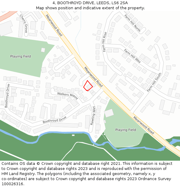 4, BOOTHROYD DRIVE, LEEDS, LS6 2SA: Location map and indicative extent of plot
