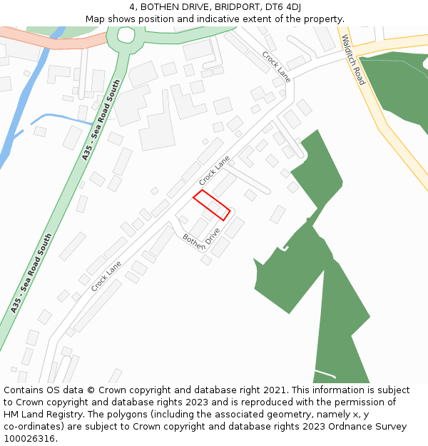 4, BOTHEN DRIVE, BRIDPORT, DT6 4DJ: Location map and indicative extent of plot
