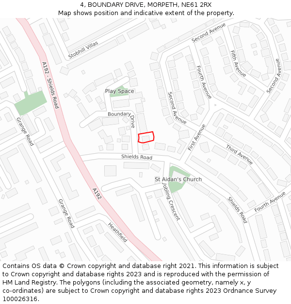 4, BOUNDARY DRIVE, MORPETH, NE61 2RX: Location map and indicative extent of plot