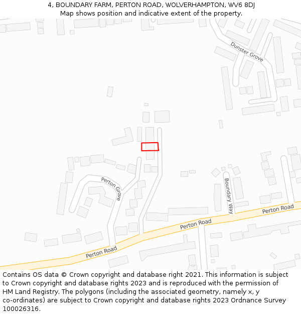 4, BOUNDARY FARM, PERTON ROAD, WOLVERHAMPTON, WV6 8DJ: Location map and indicative extent of plot
