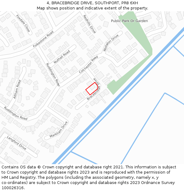 4, BRACEBRIDGE DRIVE, SOUTHPORT, PR8 6XH: Location map and indicative extent of plot