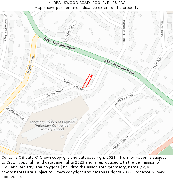 4, BRAILSWOOD ROAD, POOLE, BH15 2JW: Location map and indicative extent of plot