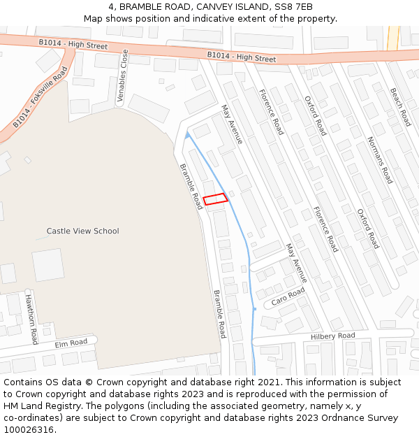 4, BRAMBLE ROAD, CANVEY ISLAND, SS8 7EB: Location map and indicative extent of plot