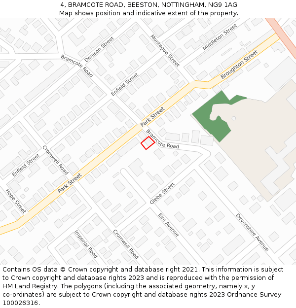 4, BRAMCOTE ROAD, BEESTON, NOTTINGHAM, NG9 1AG: Location map and indicative extent of plot