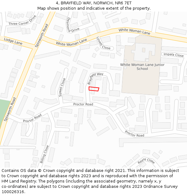 4, BRAYFIELD WAY, NORWICH, NR6 7ET: Location map and indicative extent of plot