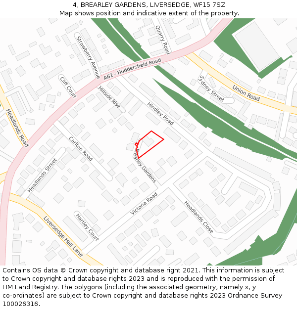 4, BREARLEY GARDENS, LIVERSEDGE, WF15 7SZ: Location map and indicative extent of plot