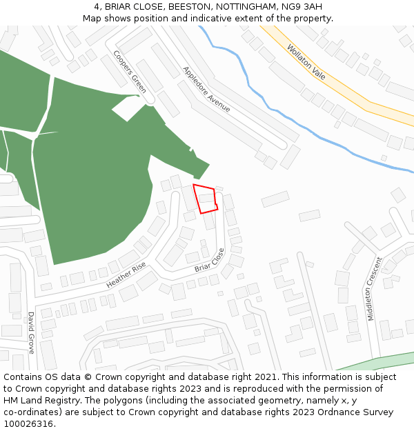 4, BRIAR CLOSE, BEESTON, NOTTINGHAM, NG9 3AH: Location map and indicative extent of plot