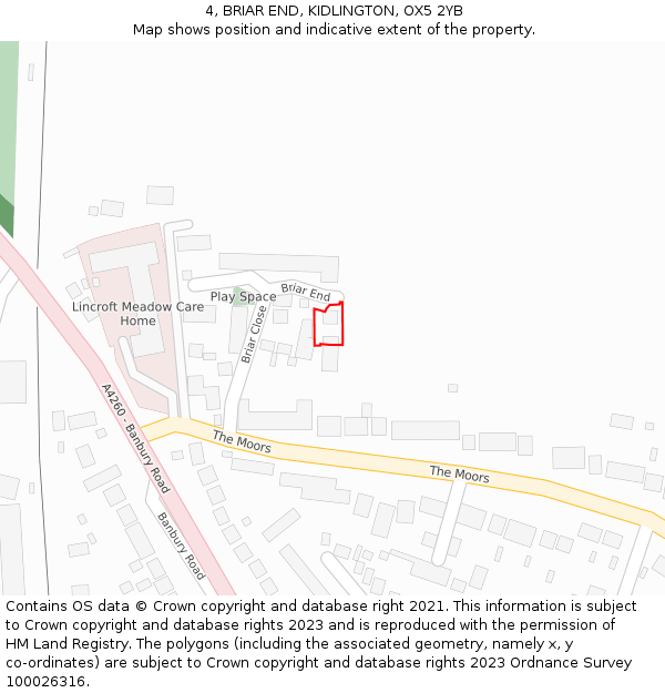 4, BRIAR END, KIDLINGTON, OX5 2YB: Location map and indicative extent of plot
