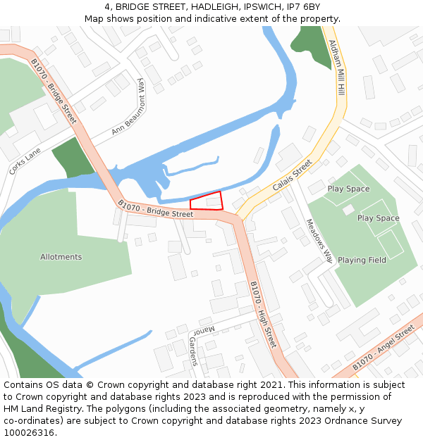 4, BRIDGE STREET, HADLEIGH, IPSWICH, IP7 6BY: Location map and indicative extent of plot