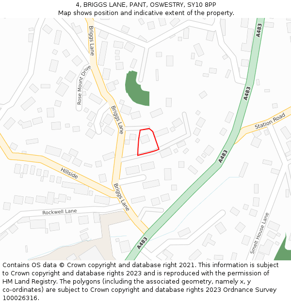 4, BRIGGS LANE, PANT, OSWESTRY, SY10 8PP: Location map and indicative extent of plot