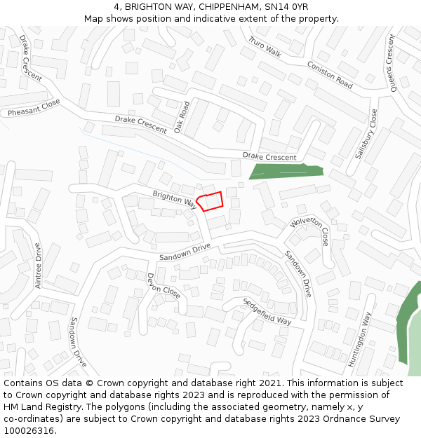 4, BRIGHTON WAY, CHIPPENHAM, SN14 0YR: Location map and indicative extent of plot