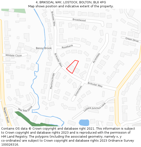 4, BRIKSDAL WAY, LOSTOCK, BOLTON, BL6 4PG: Location map and indicative extent of plot