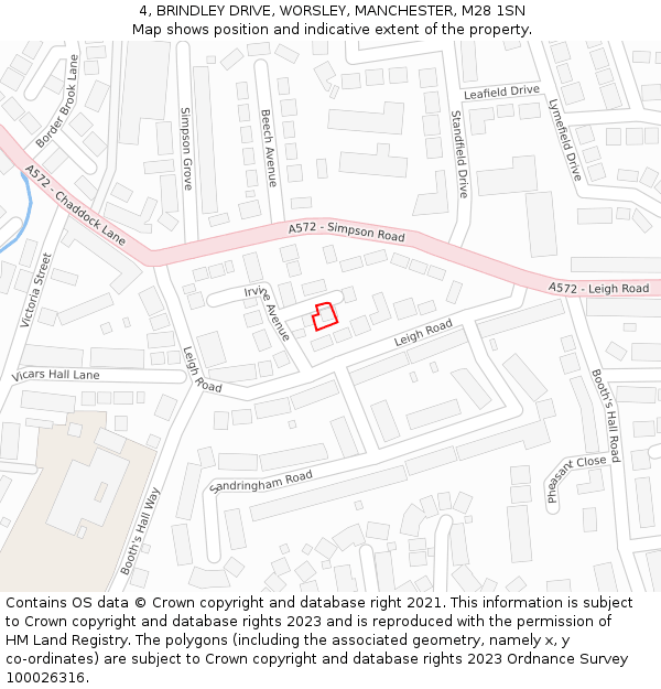 4, BRINDLEY DRIVE, WORSLEY, MANCHESTER, M28 1SN: Location map and indicative extent of plot