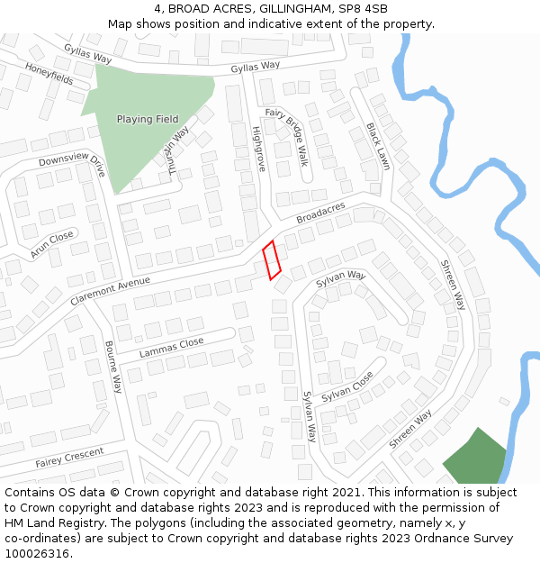 4, BROAD ACRES, GILLINGHAM, SP8 4SB: Location map and indicative extent of plot