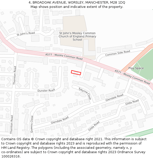 4, BROADOAK AVENUE, WORSLEY, MANCHESTER, M28 1DQ: Location map and indicative extent of plot