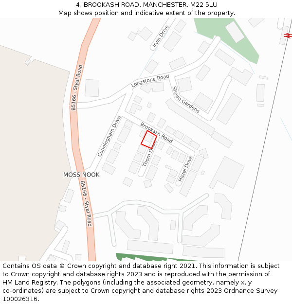 4, BROOKASH ROAD, MANCHESTER, M22 5LU: Location map and indicative extent of plot