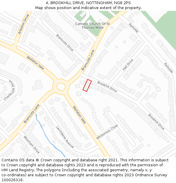 4, BROOKHILL DRIVE, NOTTINGHAM, NG8 2PS: Location map and indicative extent of plot