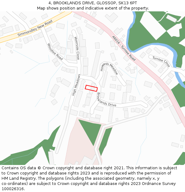 4, BROOKLANDS DRIVE, GLOSSOP, SK13 6PT: Location map and indicative extent of plot