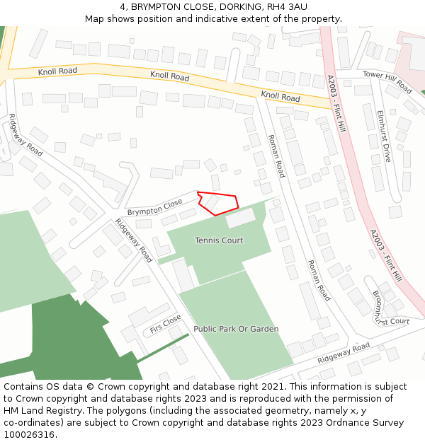 4, BRYMPTON CLOSE, DORKING, RH4 3AU: Location map and indicative extent of plot