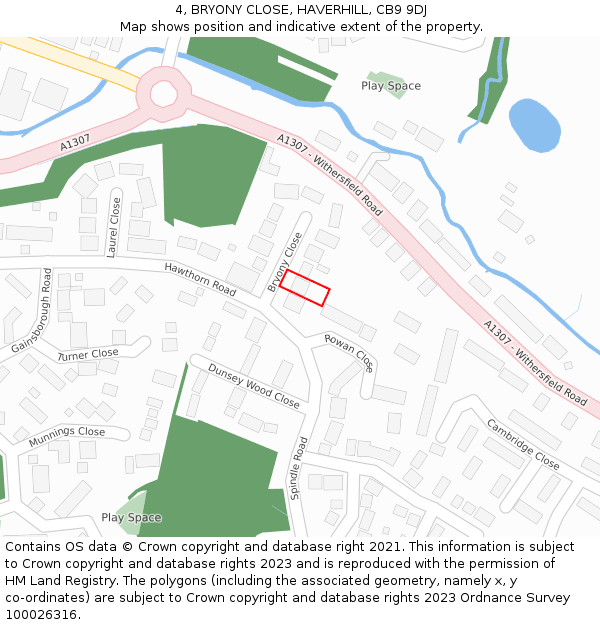 4, BRYONY CLOSE, HAVERHILL, CB9 9DJ: Location map and indicative extent of plot