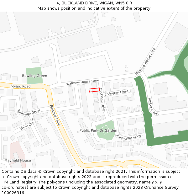 4, BUCKLAND DRIVE, WIGAN, WN5 0JR: Location map and indicative extent of plot
