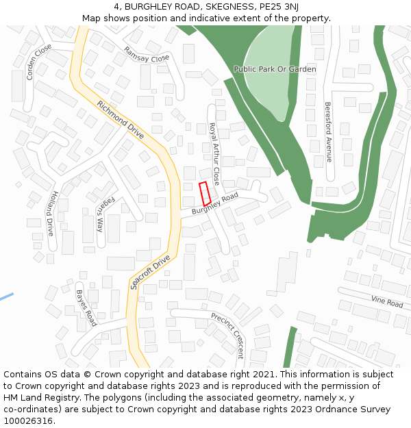 4, BURGHLEY ROAD, SKEGNESS, PE25 3NJ: Location map and indicative extent of plot