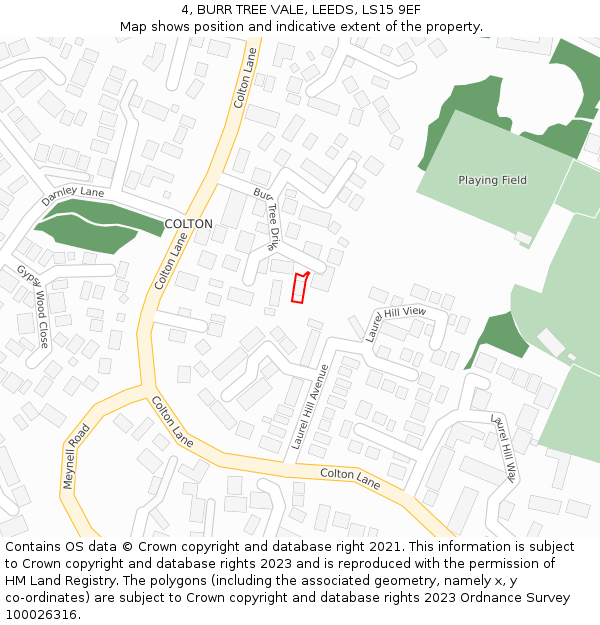 4, BURR TREE VALE, LEEDS, LS15 9EF: Location map and indicative extent of plot