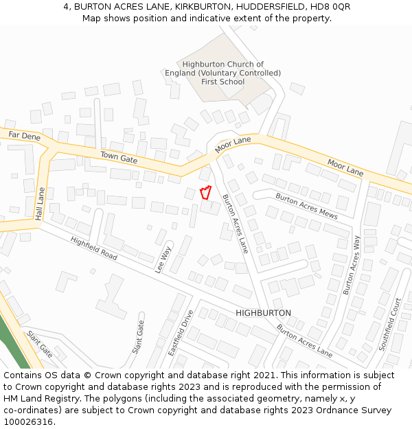 4, BURTON ACRES LANE, KIRKBURTON, HUDDERSFIELD, HD8 0QR: Location map and indicative extent of plot