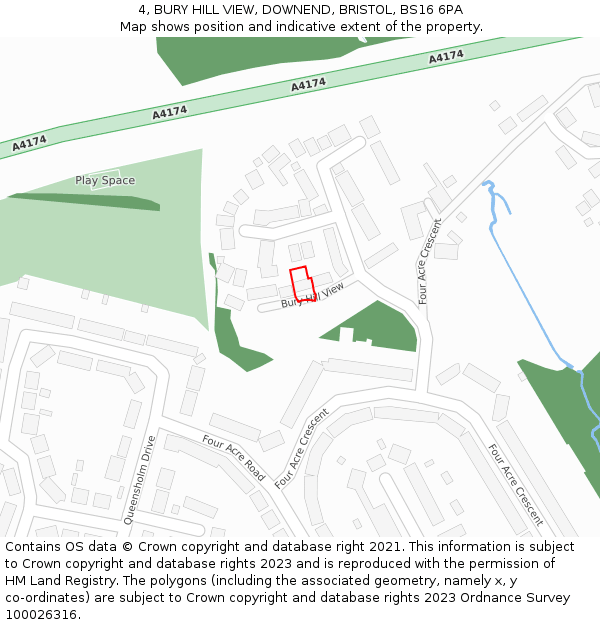 4, BURY HILL VIEW, DOWNEND, BRISTOL, BS16 6PA: Location map and indicative extent of plot