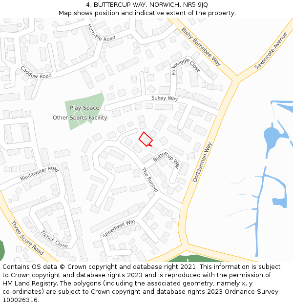 4, BUTTERCUP WAY, NORWICH, NR5 9JQ: Location map and indicative extent of plot