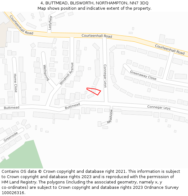 4, BUTTMEAD, BLISWORTH, NORTHAMPTON, NN7 3DQ: Location map and indicative extent of plot