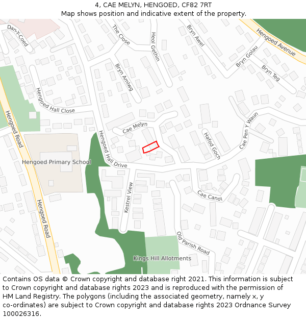 4, CAE MELYN, HENGOED, CF82 7RT: Location map and indicative extent of plot