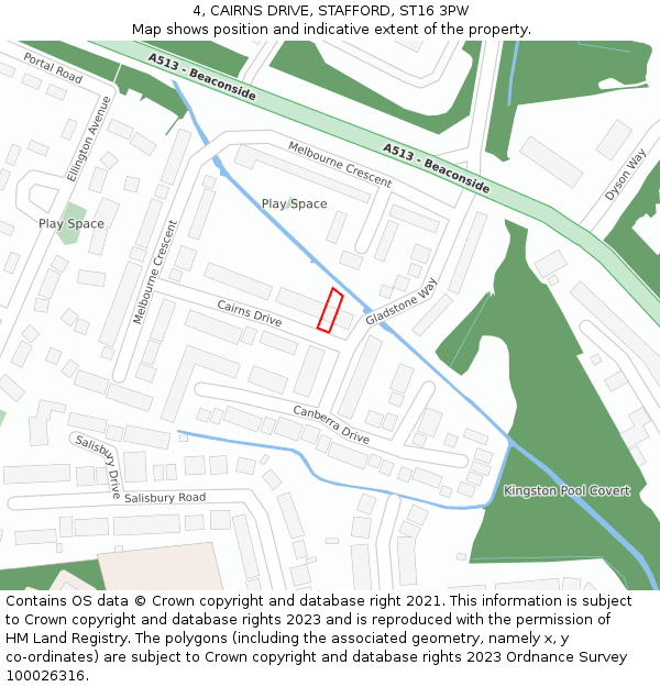4, CAIRNS DRIVE, STAFFORD, ST16 3PW: Location map and indicative extent of plot