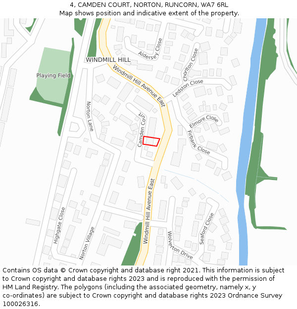 4, CAMDEN COURT, NORTON, RUNCORN, WA7 6RL: Location map and indicative extent of plot