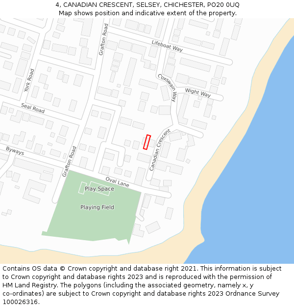 4, CANADIAN CRESCENT, SELSEY, CHICHESTER, PO20 0UQ: Location map and indicative extent of plot