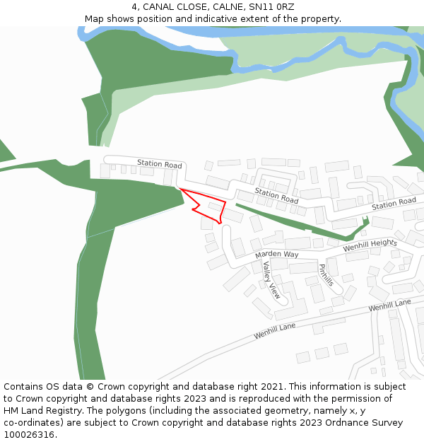 4, CANAL CLOSE, CALNE, SN11 0RZ: Location map and indicative extent of plot