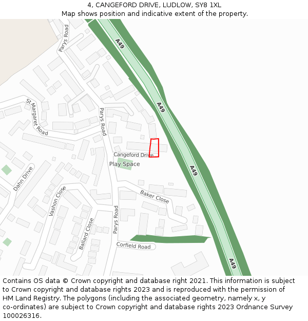 4, CANGEFORD DRIVE, LUDLOW, SY8 1XL: Location map and indicative extent of plot