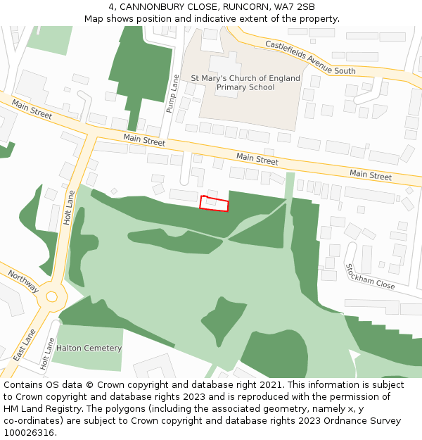 4, CANNONBURY CLOSE, RUNCORN, WA7 2SB: Location map and indicative extent of plot