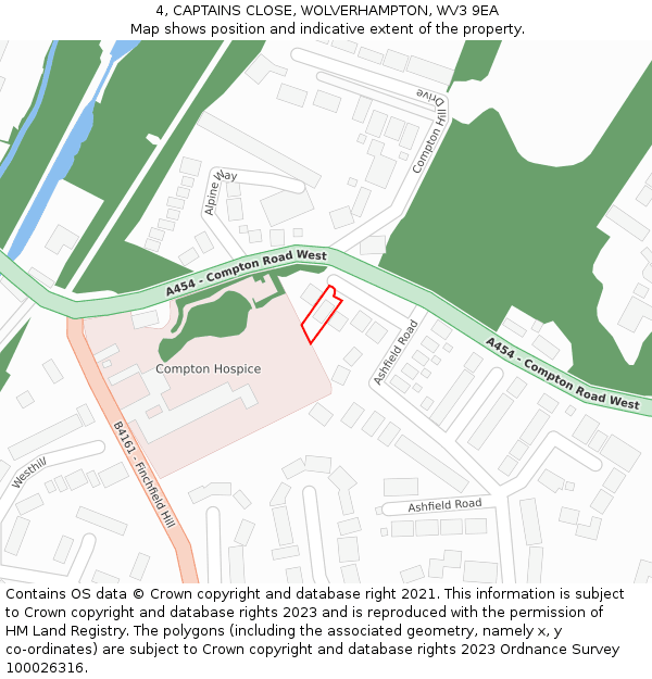 4, CAPTAINS CLOSE, WOLVERHAMPTON, WV3 9EA: Location map and indicative extent of plot