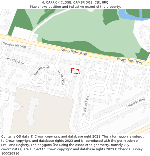 4, CARRICK CLOSE, CAMBRIDGE, CB1 8RQ: Location map and indicative extent of plot