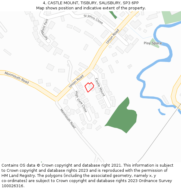 4, CASTLE MOUNT, TISBURY, SALISBURY, SP3 6PP: Location map and indicative extent of plot