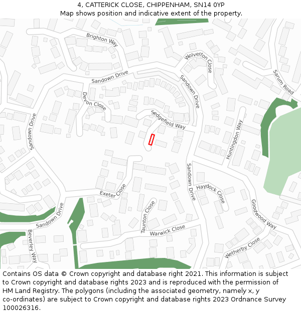 4, CATTERICK CLOSE, CHIPPENHAM, SN14 0YP: Location map and indicative extent of plot