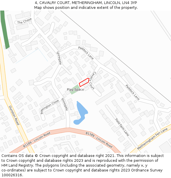 4, CAVALRY COURT, METHERINGHAM, LINCOLN, LN4 3YP: Location map and indicative extent of plot