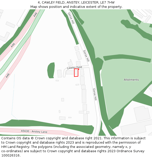 4, CAWLEY FIELD, ANSTEY, LEICESTER, LE7 7HW: Location map and indicative extent of plot