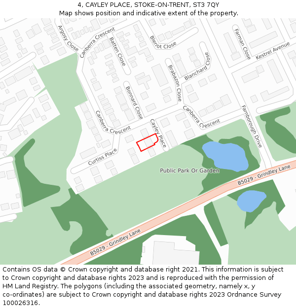 4, CAYLEY PLACE, STOKE-ON-TRENT, ST3 7QY: Location map and indicative extent of plot