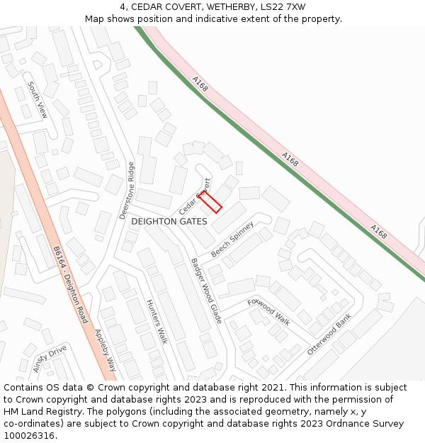 4, CEDAR COVERT, WETHERBY, LS22 7XW: Location map and indicative extent of plot